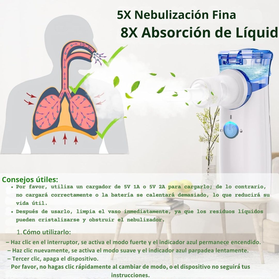 NEBULIZADOR RECARGABLE 2 EN 1 – RESPIRO Y DUERMO TRANQUILO
