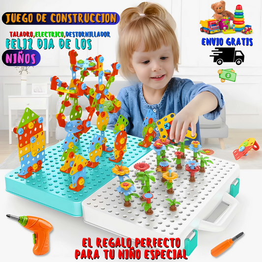 Juego Construcción 198 piezas Taladro Electrico Destornillador