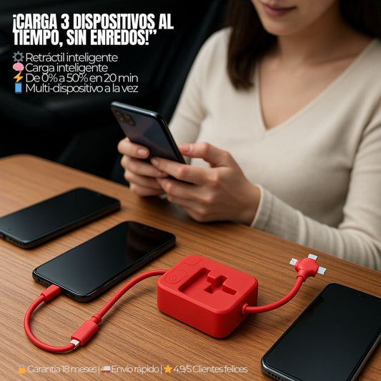 CARGADOR RETRÁCTIL 4 EN 1 – PODER INSTANTÁNEO, SIN ENREDOS