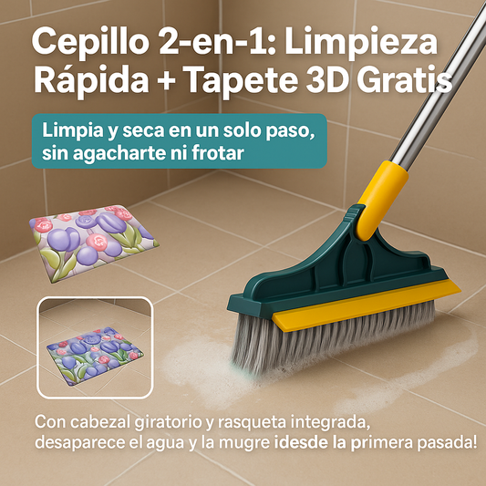 CEPILLO 2‑EN‑1: LIMPIEZA RÁPIDA + TAPETE 3D GRATIS