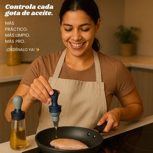 DISPENSADOR DE ACEITE GOTERO Y BROCHA — COCINA SALUDABLE Y PRECISA