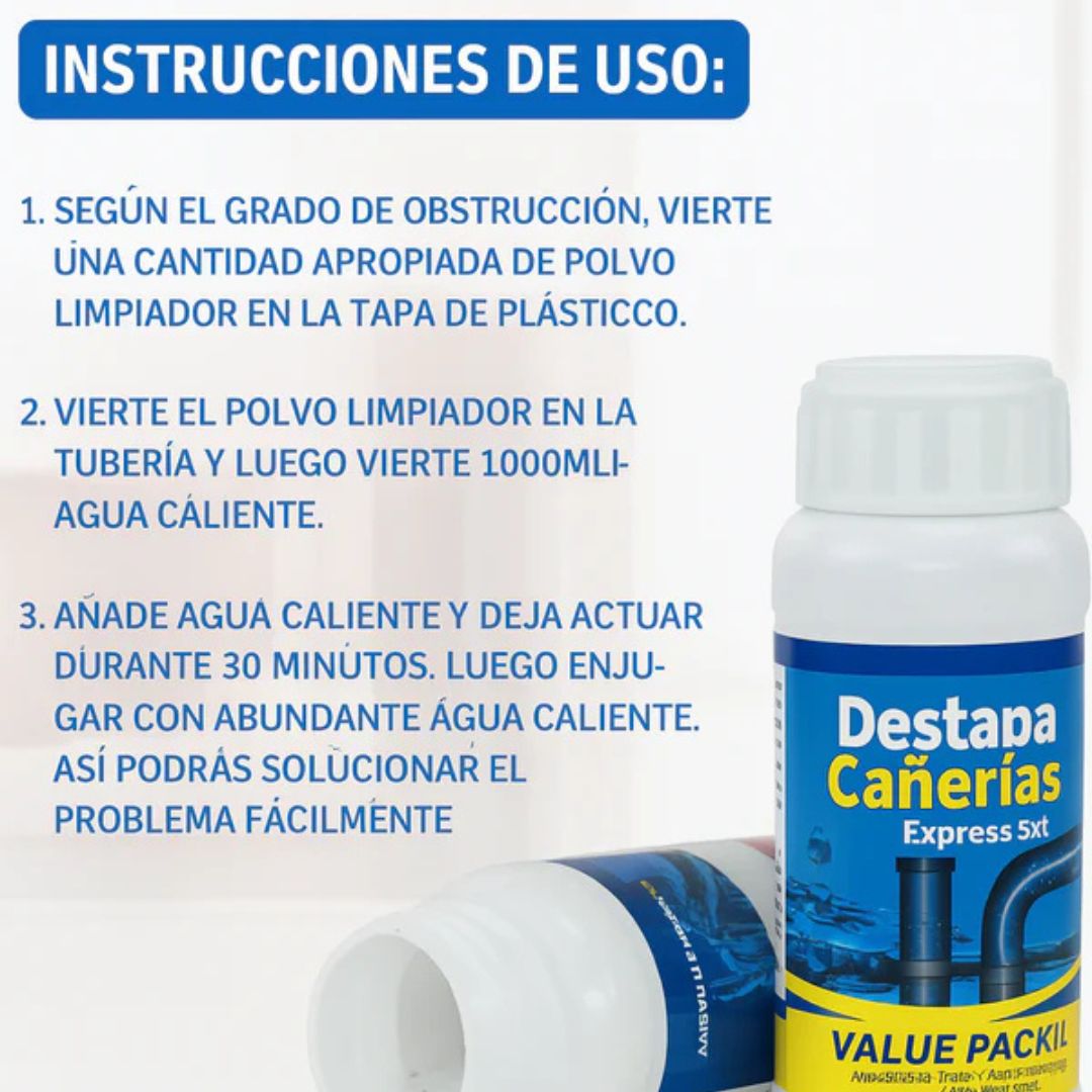 TRIPACK POLVO DESTAPACAÑOS – DESTAPA Y LIMPIA EN MINUTOS