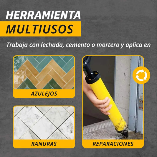 PISTOLA APLICADORA DE MORTERO — APLICA CEMENTO FÁCIL, RÁPIDO Y SIN REGUERO